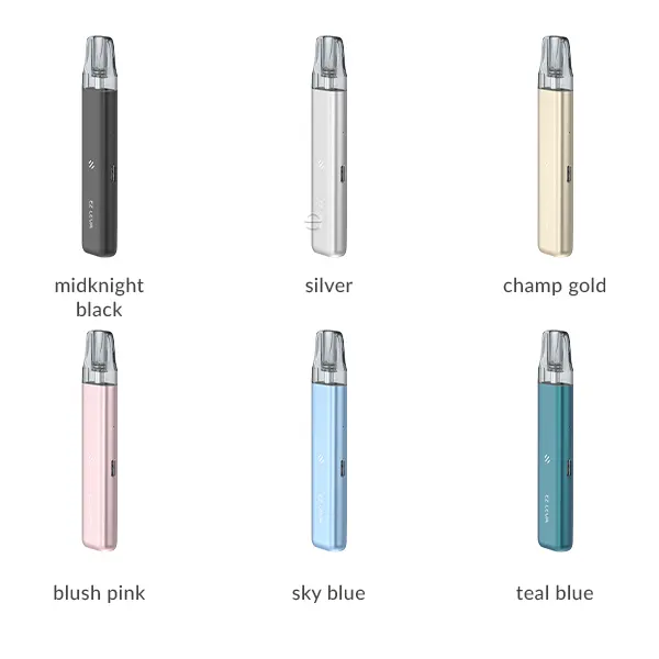 Innokin EZ Leva Pod Kit Farbübersicht: Midnight Black, Silver, Champ Gold, Blush Pink, Sky Blue, Teal Blue