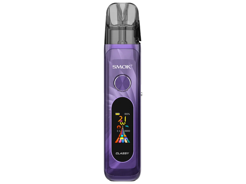 Smok Novo Classy Pod-System in Lila mit buntem Farbdisplay, Frontansicht