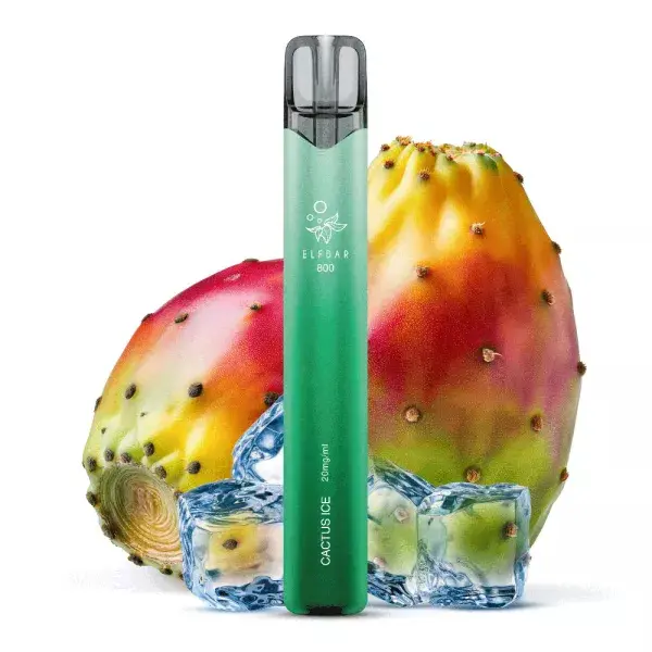 Elfbar 800 Einweg E-Zigarette in Grün-Türkis mit Kaktusfeige und Eiswürfeln, Sorte Cactus Ice, 20 mg/ml