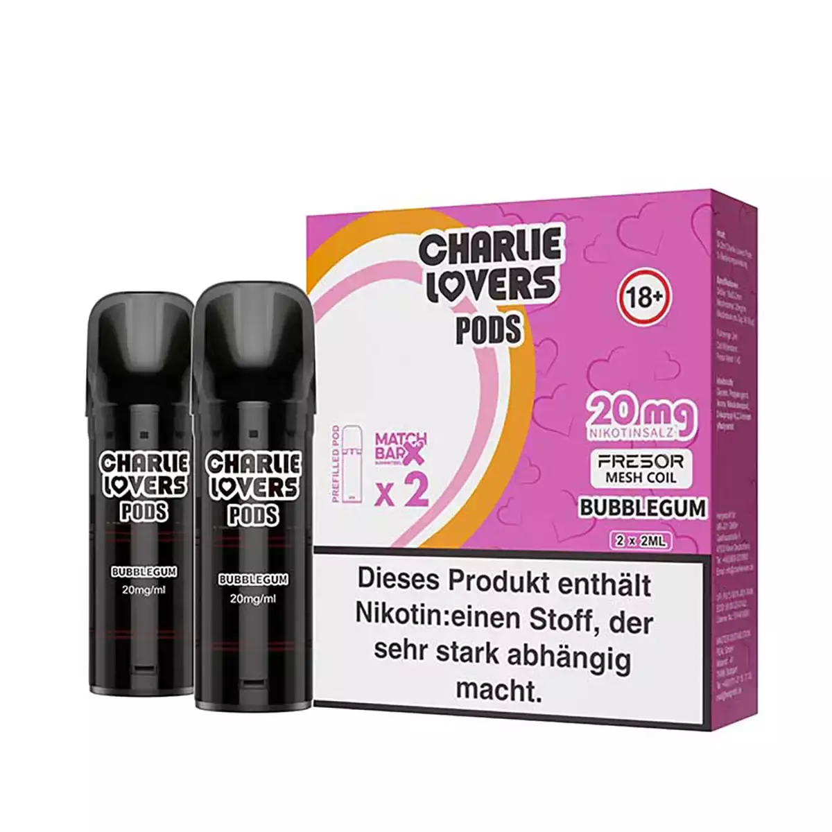 2x Charlie Lovers - Prefilled Pod - Bubblegum