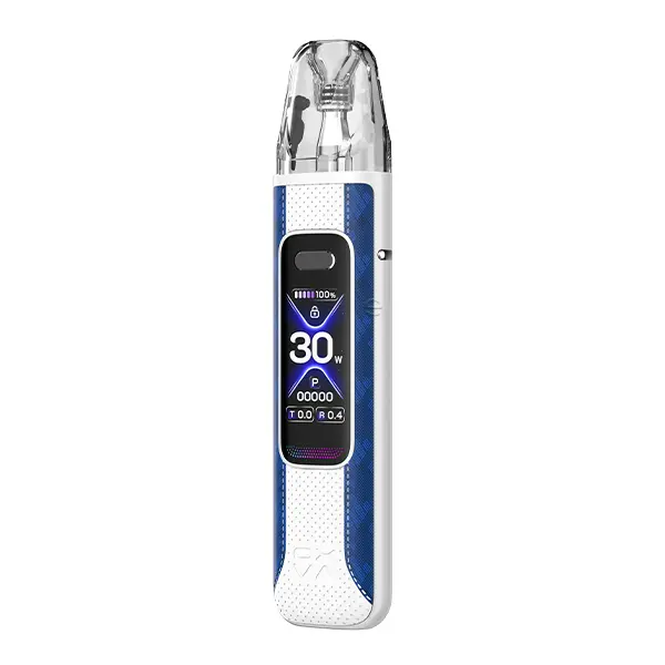 Oxva Xlim Pro 3 Kit in Weiß-Blau, Akkuträger mit Pod und OLED-Display, Frontansicht