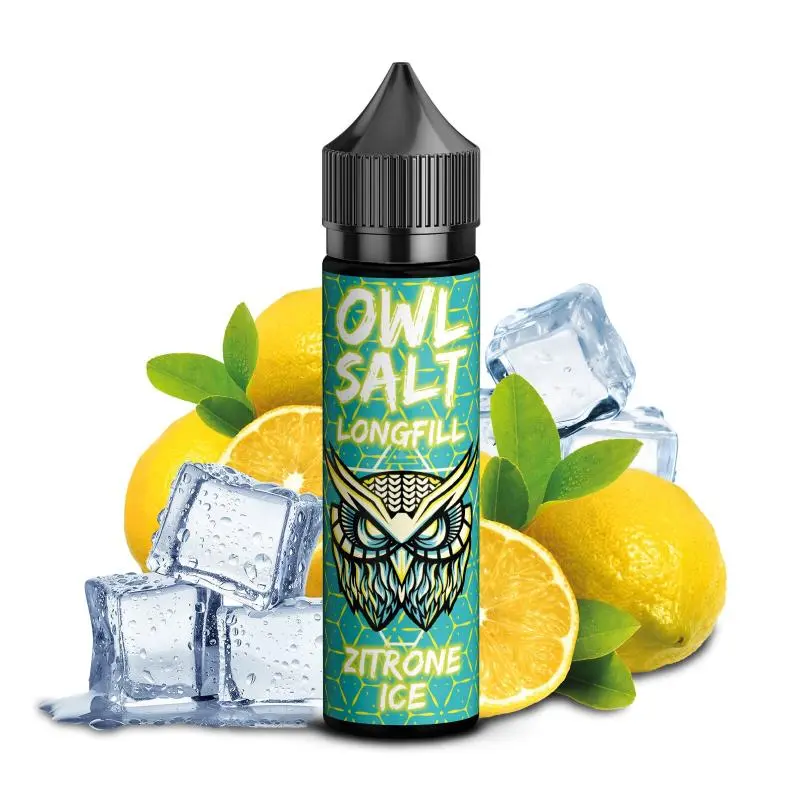 OWL Salt Zitrone Ice Longfill 60ml Flasche mit Zitronen und Eiswürfeln