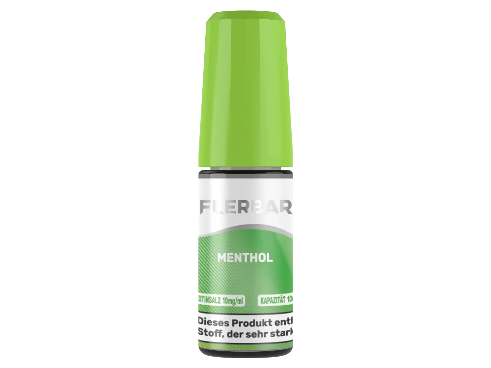Flerbar 10ml Nikotinsalz-Liquid Menthol in grüner Flasche mit grüner Kappe – Frontansicht