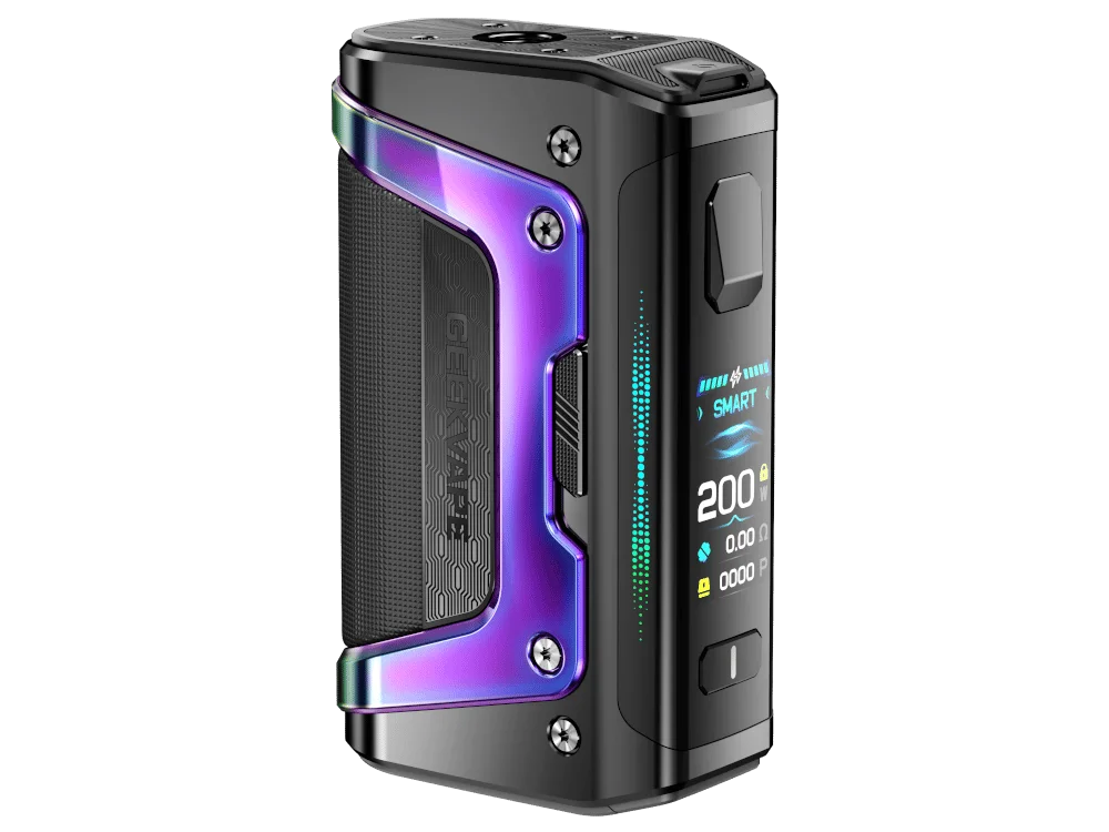 GeekVape Aegis Legend 5 Mod in Rainbow-Farbe mit farbigem TFT-Display und 200W Leistung, Frontansicht