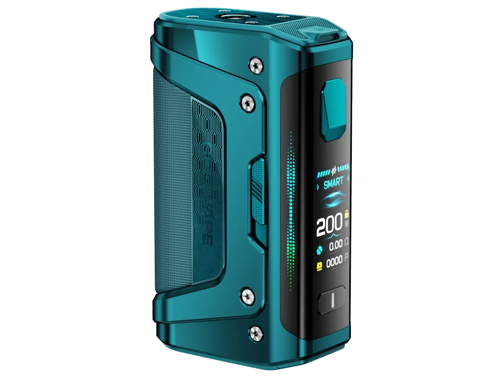 GeekVape Aegis Legend 5 Mod in Petrol-Türkis mit farbigem Display und 200W, Frontansicht