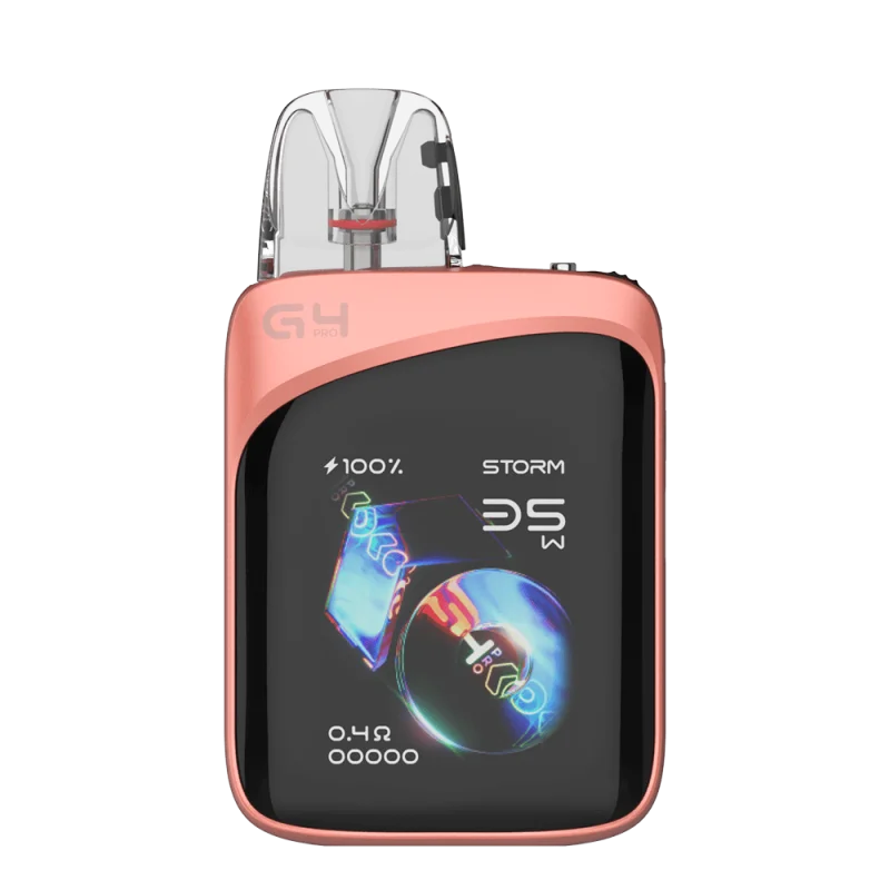 Uwell Caliburn G4 Pro Koko Pod Kit in Rosa-Lachs mit großem Display und aufgestecktem Pod