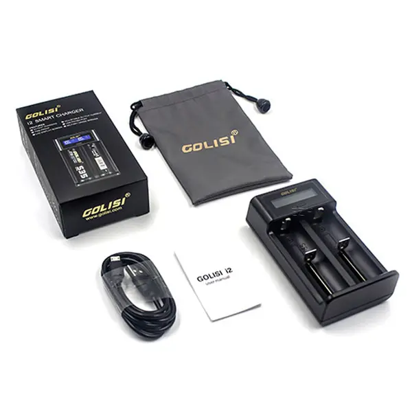 golisi-i2-ladeger-t-1.jpg Golisi i2 Ladegerät mit Zubehör: Tragebeutel, USB-Kabel und Verpackung