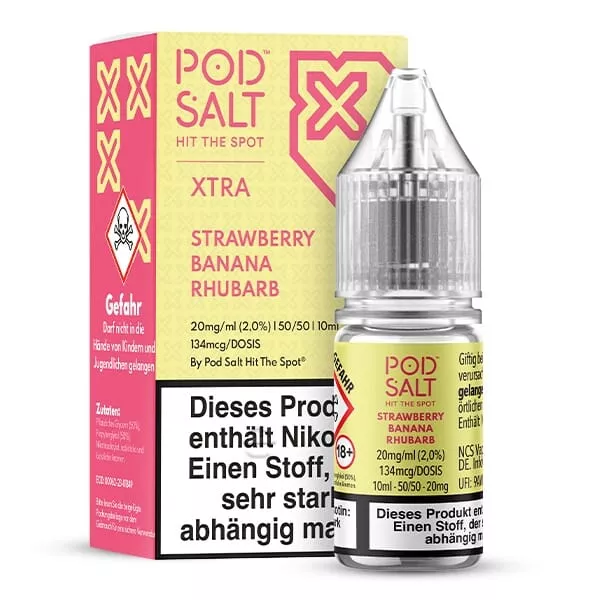 PodSalt - Xtra Strawberry Banana Rhubarb - 10ml Nikotinsalz-Liquid PodSalt - Xtra Strawberry Banana Rhubarb - 10ml Nikotinsalz-Liquid