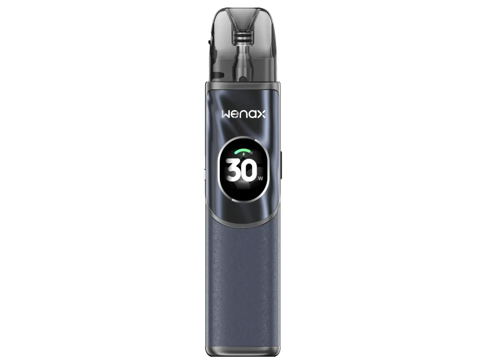 geekvape-wenax-q2-kit-dunkelblau_1000x750.png GeekVape Wenax Q2 Kit in Dunkelgrau – schlankes Pod-System mit Wenax-Logo und 30W-Badge, Vorderansicht