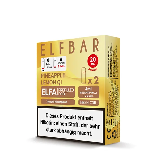 2x Elfbar Elfa Prefilled Pod - Pineapple Lemon Qi 20mg/ml