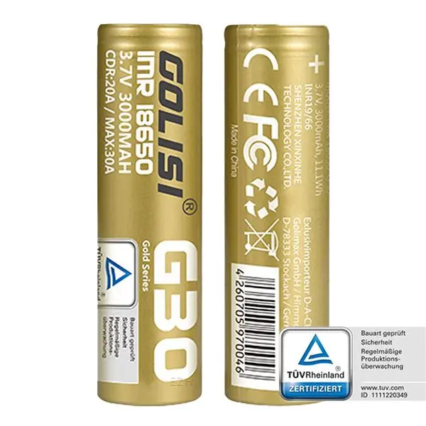Golisi G30 18650 Akku - 20A / 3000mAh incl. Case Golisi G30 18650 Akku - 20A / 3000mAh incl. Case