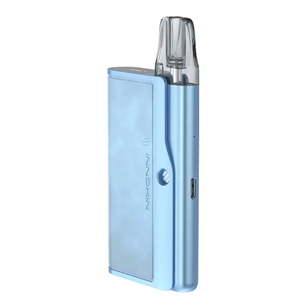 Innokin EZ Leva Combo Kit in Hellblau, kompaktes Pod-System mit eingestecktem Pod, Seitenansicht