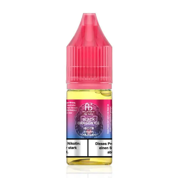 RandM Fumot Black Dragon Ice 10ml Nikotinsalz-Liquid, pinke 10ml-Flasche freistehend