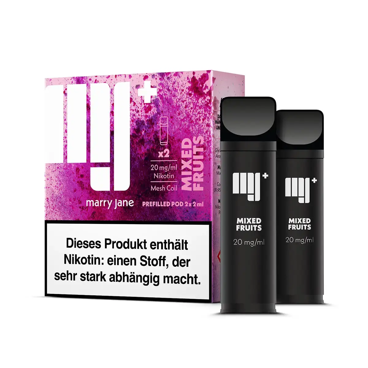 Marry Jane Prefilled Pod Mixed Fruits – 2er-Pack mit lila-pinker Verpackung und zwei schwarzen Pods