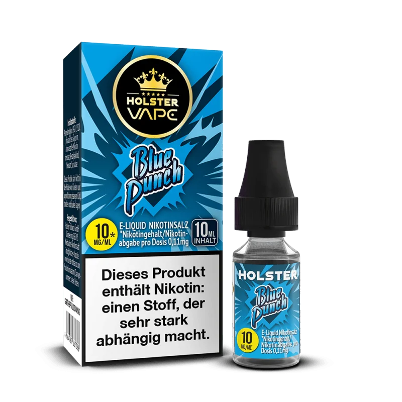 Holster Blue Punch Nikotinsalz-Liquid 10ml – blaue Schachtel und Flasche, 10 mg/ml