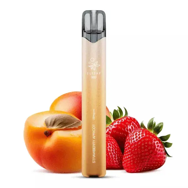 Elfbar 800 Einweg E-Zigarette in Beige mit Erdbeere-Pfirsich-Motiv, Strawberry Peach, 20 mg/ml