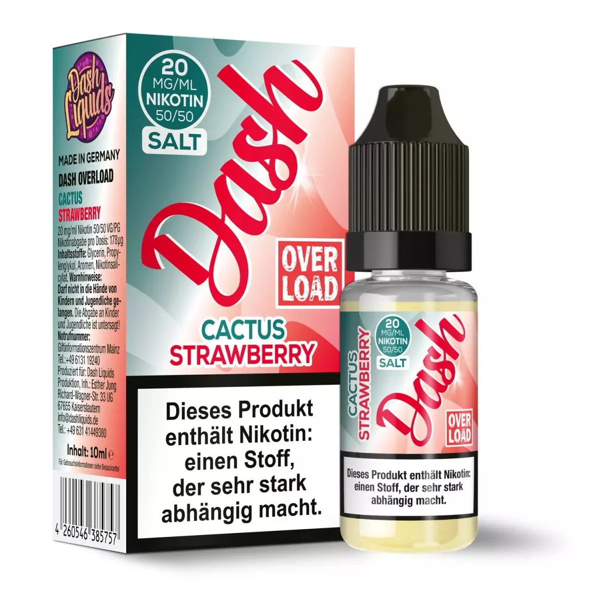 Dash Overload - Cactus Strawberry - 10ml Nikotinsalz-Liquid