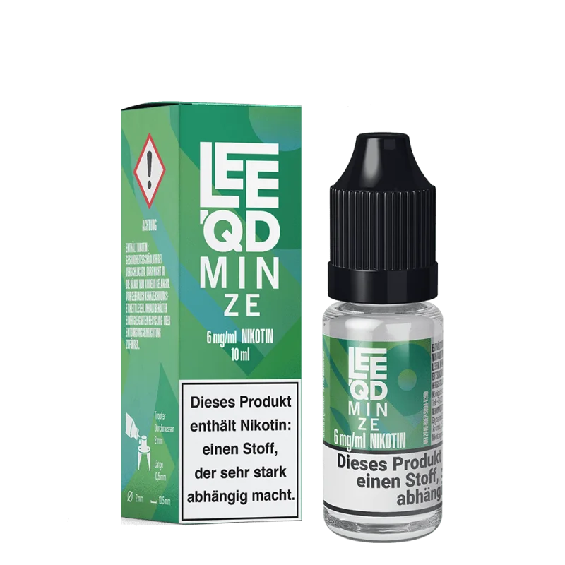 LQDC305_800x800.png?ts=1759917136 LEEQD Fresh Minze 10ml eLiquid, grüne Flasche mit Schachtel, Vorder- und Seitenansicht