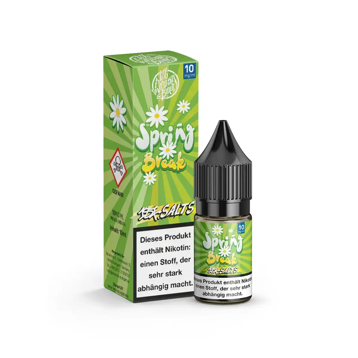 187 Strassenbande Spring Break Nikotinsalz-Liquid 10ml – grüne Verpackung mit Flasche
