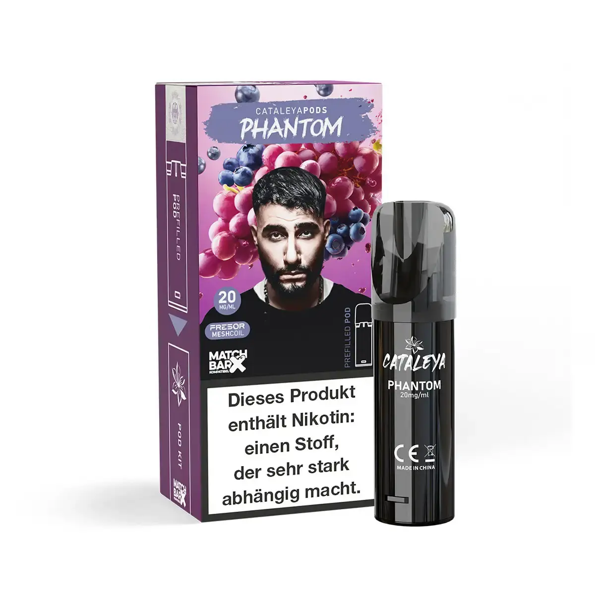 Cataleya Prefilled Pod Phantom – Verpackung mit Beerenfrüchten in lila und schwarzem Pod