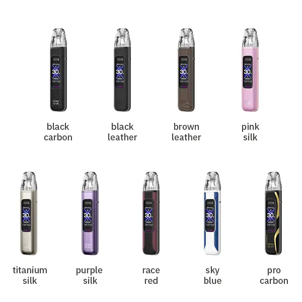 Oxva Xlim Pro 3 Kit alle Farbvarianten: Black Carbon, Leather, Pink Silk, Titanium, Purple, Race Red, Sky Blue, Pro Carbon