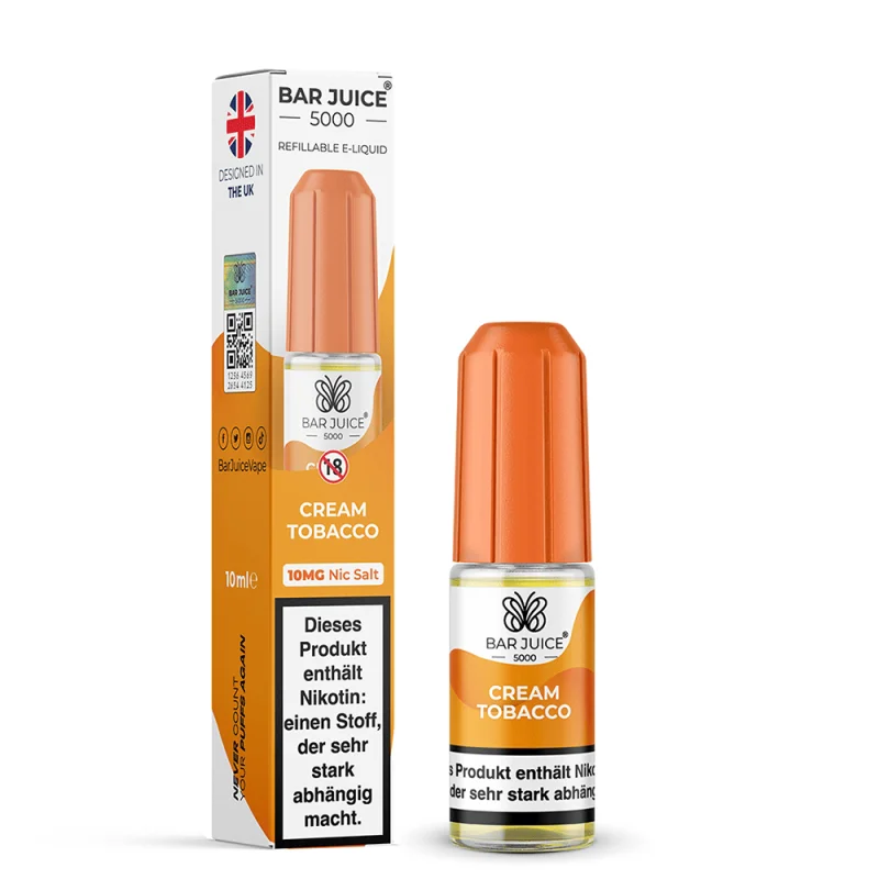 BAJ106_800x800.png?ts=1763983229 Bar Juice 5000 Cream Tobacco 10ml Nikotinsalz-Liquid – braun-goldene Flasche mit Verpackung