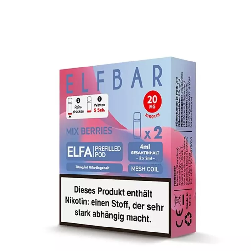 2x Elfbar Elfa Prefilled Pod - Mix Berries 20mg/ml 2x Elfbar Elfa Prefilled Pod - Mix Berries 20mg/ml