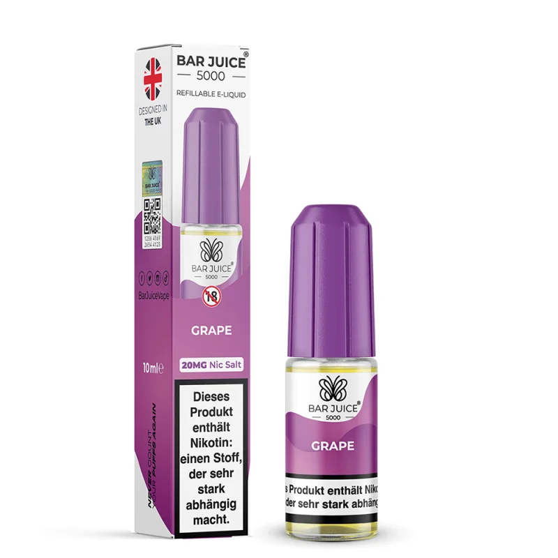 Bar Juice 5000 Grape 10ml Nikotinsalz-Liquid, lila Flasche mit Verpackung