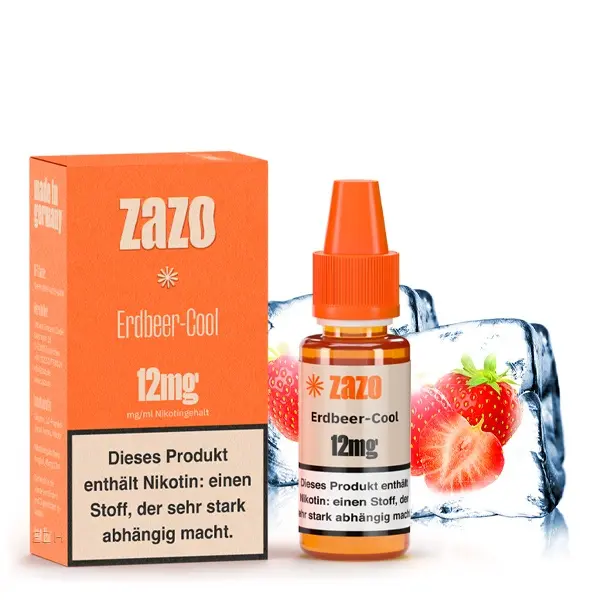 ZAZO Classics Erdbeer-Cool 10ml Liquid, orangefarbene Flasche mit Packung, 12mg Nikotin, Erdbeere mit Eis