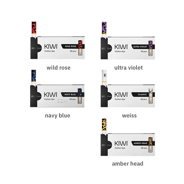 Kiwi Pod Kit E-Zigarette Filter in 5 Farbvarianten: Wild Rose, Ultra Violet, Navy Blue, Weiss und Amber Head