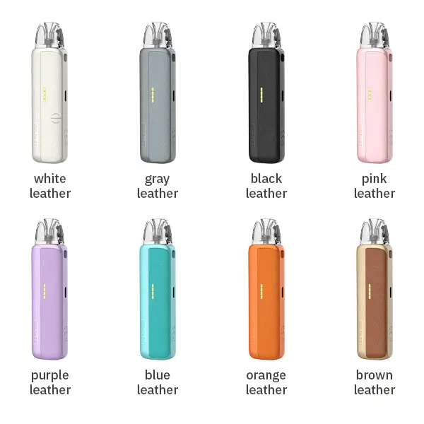 Uwell Caliburn G5 Lite SE Pod Kit Farbübersicht: 8 Leder-Varianten weiß, grau, schwarz, pink, lila, blau, orange, braun