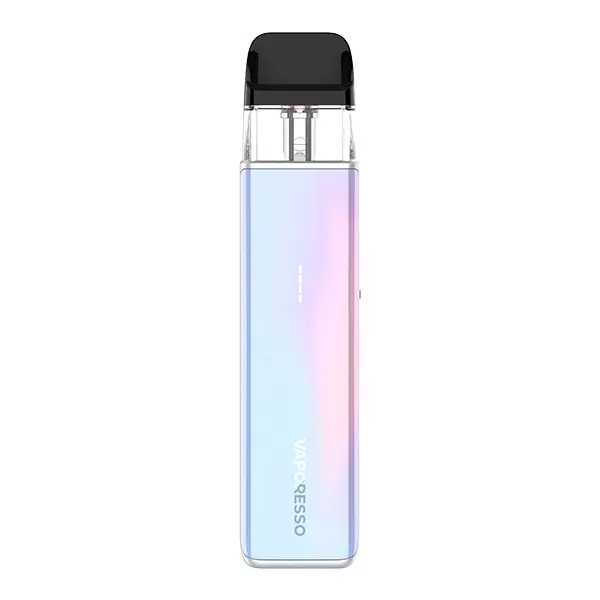 Vaporesso Xros 5 Mini Pod Kit in Pastell-Blau-Rosa-Verlauf, schlankes Gerät mit schwarzem Mundstück, Frontansicht