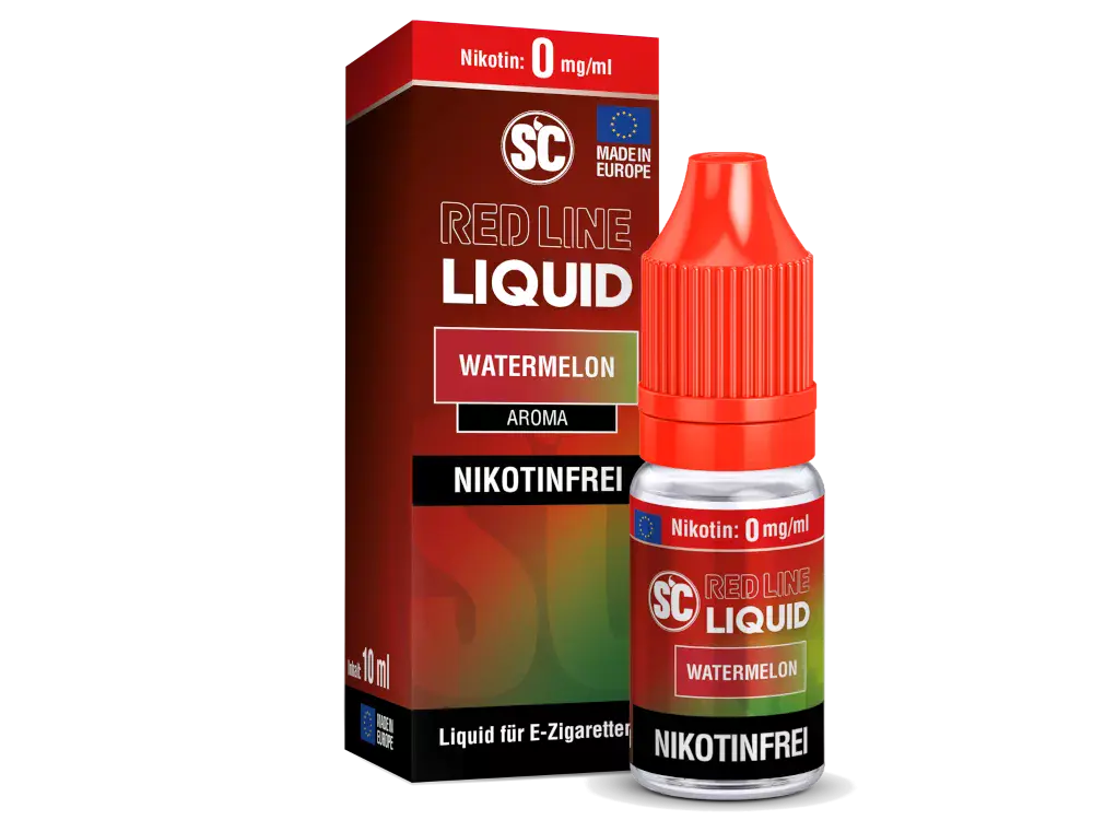 source826625.png SC Red Line Watermelon 10ml Nikotinsalz-Liquid nikotinfrei, rote 10ml Flasche mit weißem Etikett