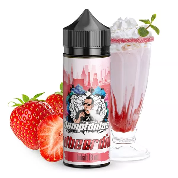100ml Longfill-Flasche Erdbeerdidas von Dampfdidas mit Erdbeer-Milchshake-Design