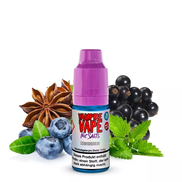 Vampire Vape Heisenberg 10ml Nikotinsalz-Liquid – lila Flasche vor Johannisbeeren, Sternanis und Minze
