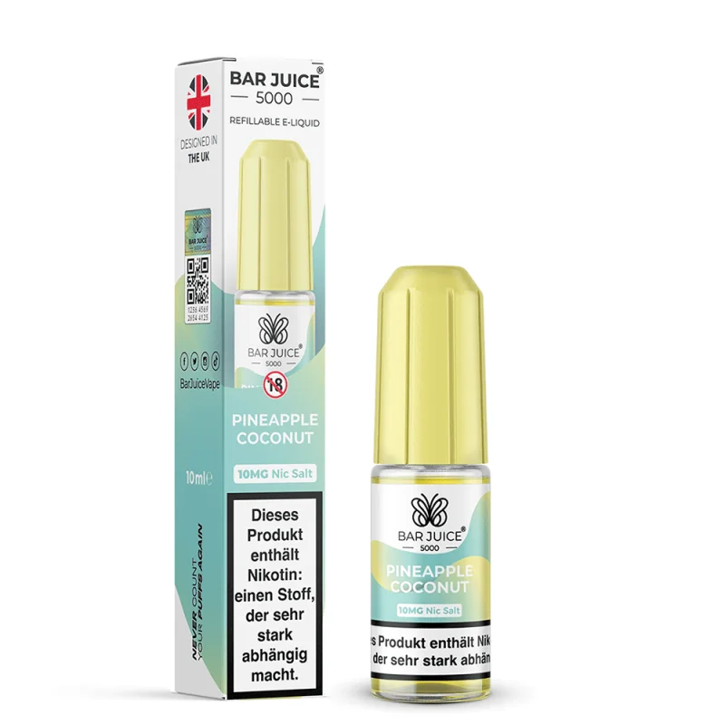 Bar Juice 5000 Pineapple Coconut Nikotinsalz-Liquid 10ml – hellblaue Flasche mit Verpackung