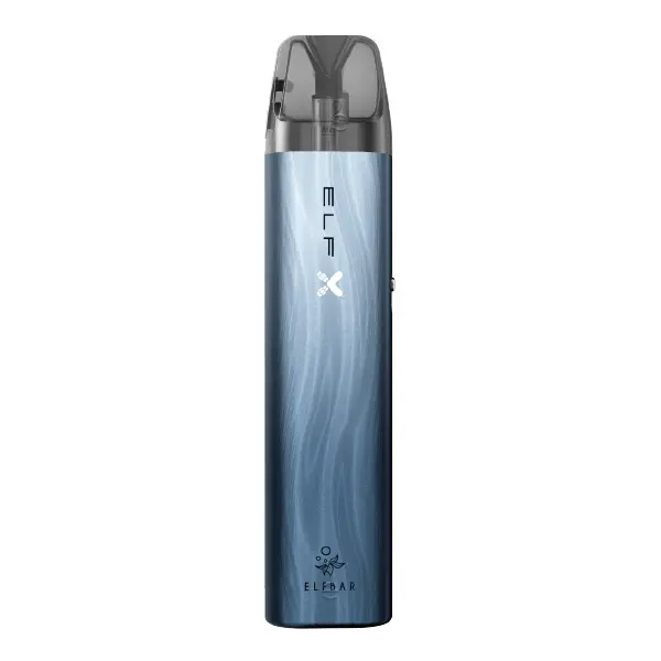 Elfbar ELFX Refillable Kit Pod-System in Silver Blue mit geschwungenem Farbverlauf, Frontansicht