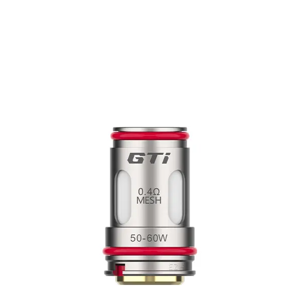 Vaporesso GTI Mesh Coil Verdampferkopf 0.4 Ohm, einzelne silberne Spule mit rotem Ring, 50-80W