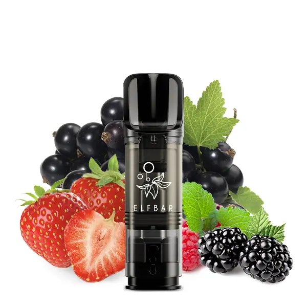 Elfbar Elfa Prefilled Pod Mix Berries 0mg, schwarzer Pod mit Früchten – Erdbeere, Brombeere und schwarze Johannisbeere