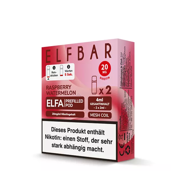 2x Elfbar Elfa Prefilled Pod - Raspberry Watermelon 20mg/ml