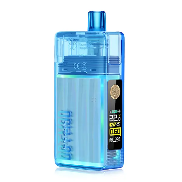 DotMod dotPod Max Lite Pod Kit in transparentem Blau mit Display, Frontansicht