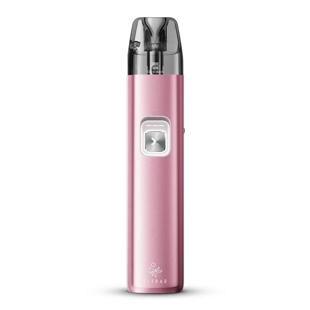 Elfbar ELFX 2 Refillable Kit in Rosa – schlankes Pod-System mit transparentem Mouthpiece, Frontansicht