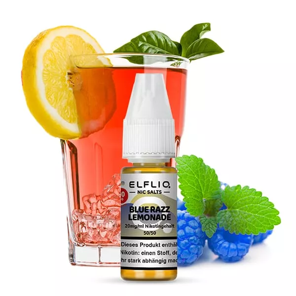 Elfbar Elfliq Blue Razz Lemonade 10ml Nikotinsalz-Liquid Flasche mit Himbeeren und Zitrone