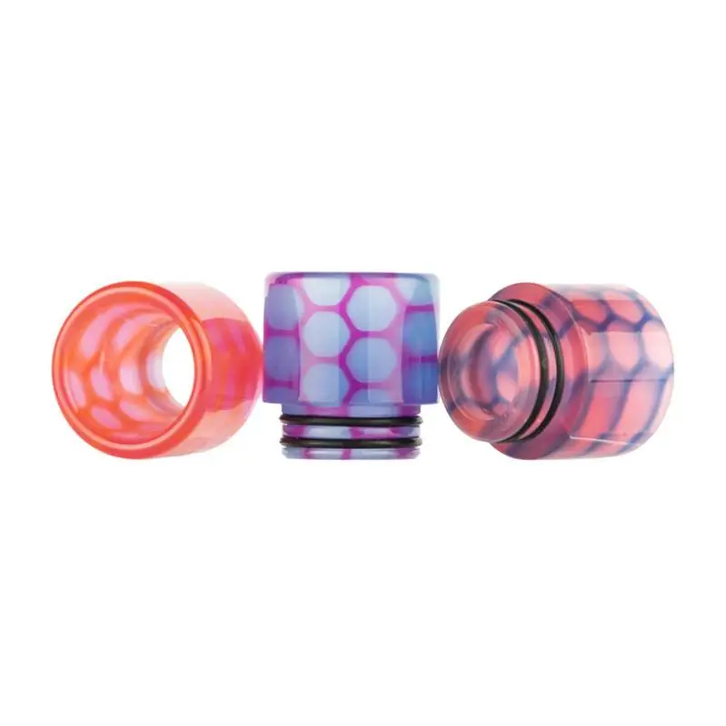 810 DripTip AS252 16x17mm in drei Varianten: rot transparent, lila mit Wabenmuster und blau-pink gemischt