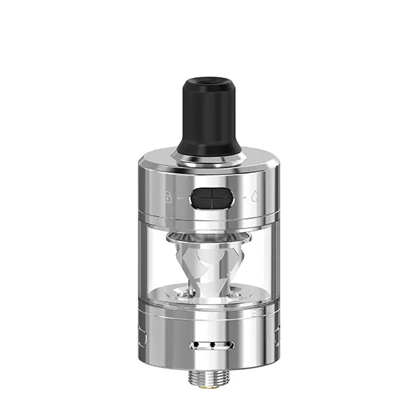 Advken Manta MTL Tank Verdampfer in Silber-Edelstahl mit Glasreservoir, Frontansicht