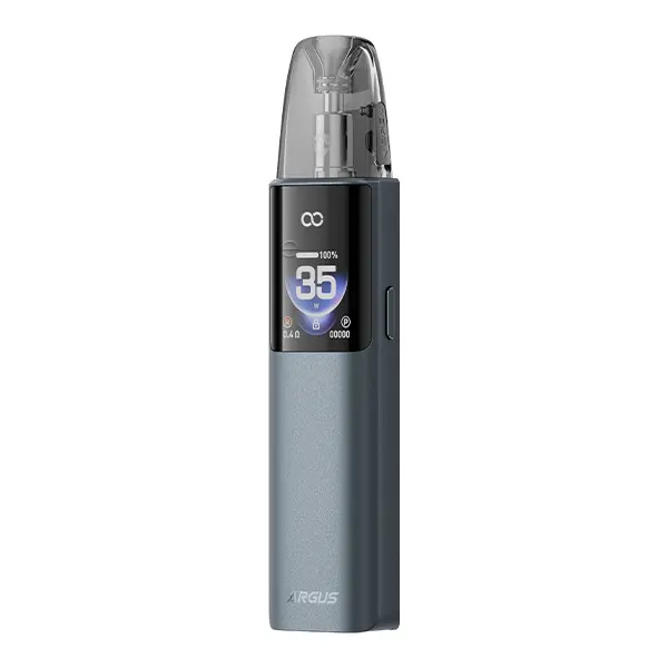 VooPoo Argus G4 Pod Kit in Grau mit TFT-Display, Pod aufgesetzt, Frontansicht