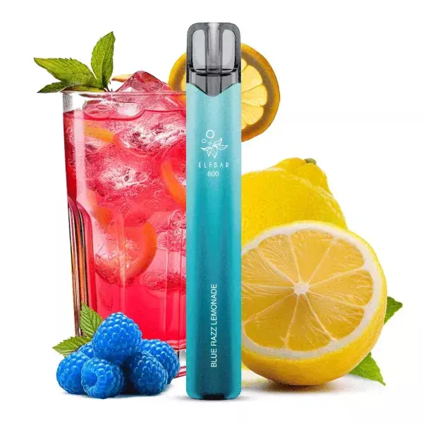 Elfbar 800 Einweg E-Zigarette in Türkis, Geschmack Blue Razz Lemonade, vor Himbeeren und Zitrone
