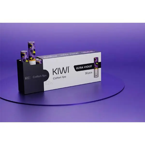 Kiwi Pod Kit E-Zigarette Filter – 20er-Packung in weißer Box auf lila Hintergrund