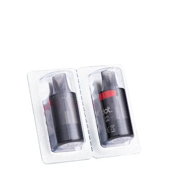 DotMod Switch R Ersatz-Pod 0,8 Ohm, zwei einzeln eingeschweißte graue Pods mit rotem Akzent nebeneinander