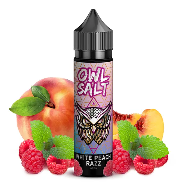 OWL Salt White Peach Razz Longfill 60ml Flasche mit Pfirsich- und Himbeer-Früchten